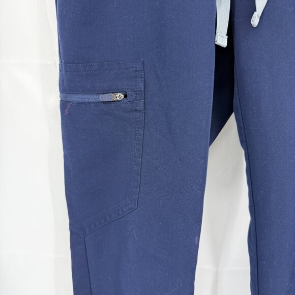 Figs Women XXSP Scrub Set Catarina Top Zamora Pant Navy Blue Drawstring Nurse - Picture 5 of 16